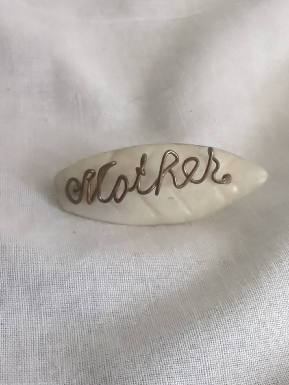 Vintage "Mother" Script Mother of Pearl  Brooch Pin